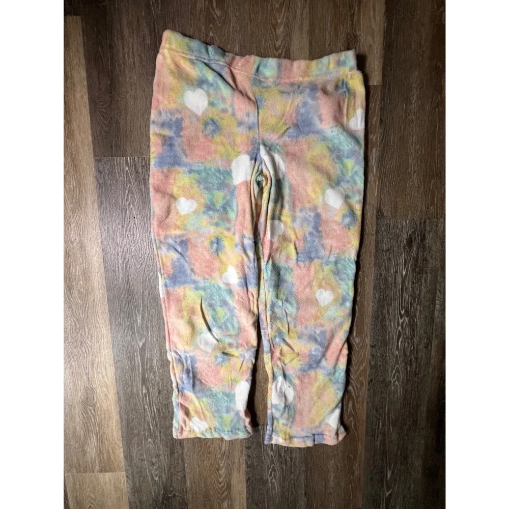 Bobbie Brooks Sleepwear Pajama Pants Womens 2X‎ Multi Color Tie Dye Heart Fleece